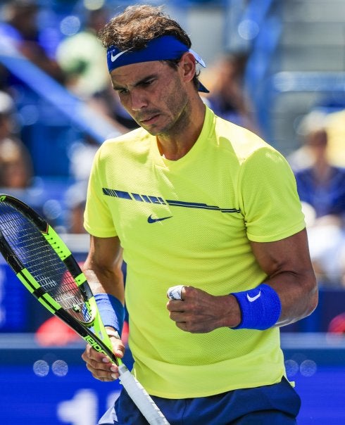 Rafa Nadal, durante su partido contra Albert Ramos disputado en el torneo de Cincinatti. :: T. MAURY / EFe