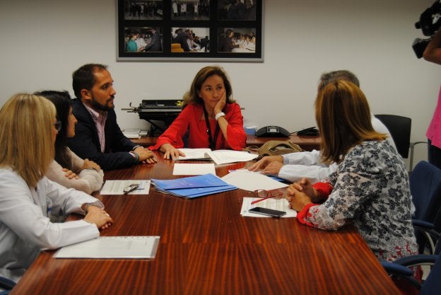 María Martín, en su reunión de ayer con el grupo de trabajo de Salud Mental. :: gobierno de la rioja