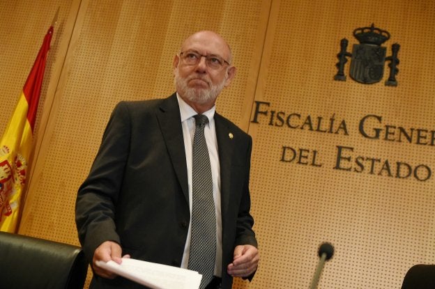 El fiscal general José Manuel Maza ayer antes de su intervención. :: efe