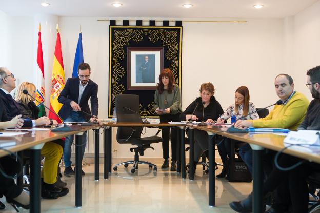La alcaldesa de Villamediana, en el pleno en el que tomó posesión tras la moción de censura. :: sonia tercero/