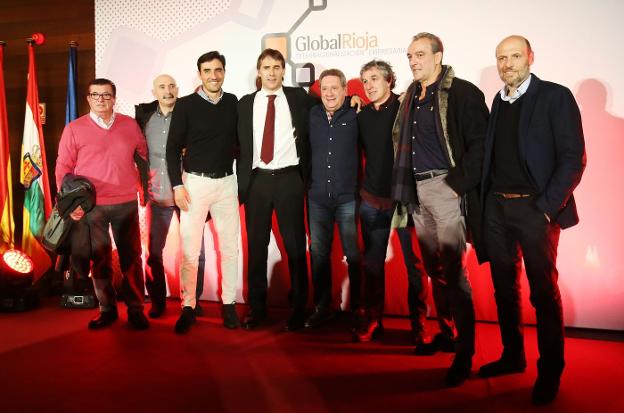 Hidalgo, Abadía, Dulce, Lopetegui, Gilabert, Moreno, Martín y Aguilá, ayer. :: jonathan herreros/
