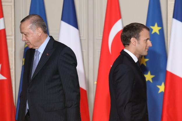 Erdogan y Macron, al término de la conferencia de prensa en el Elíseo. :: Ludovic Marin/efe/