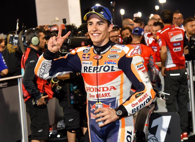 Marc Márquez, celebrando el segundo puesto en el GP de Catar./EFE