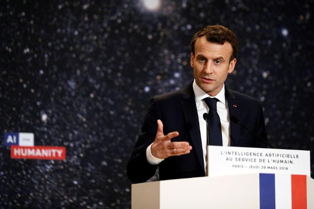 El presidente Emmanuel Macron, en un acto en París. :: E. L. / efe/