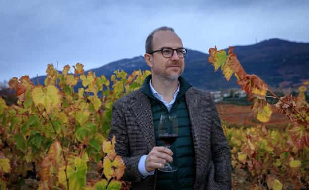 El 'master of wine' Andreas Kubach, en un viñedo de Bideona, en Villabuena de Álava. / E. C.