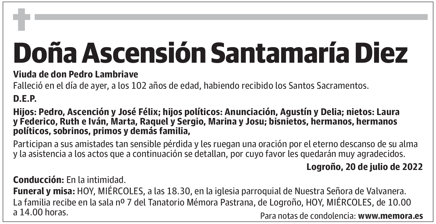 Doña Ascensión Santamaría Diez