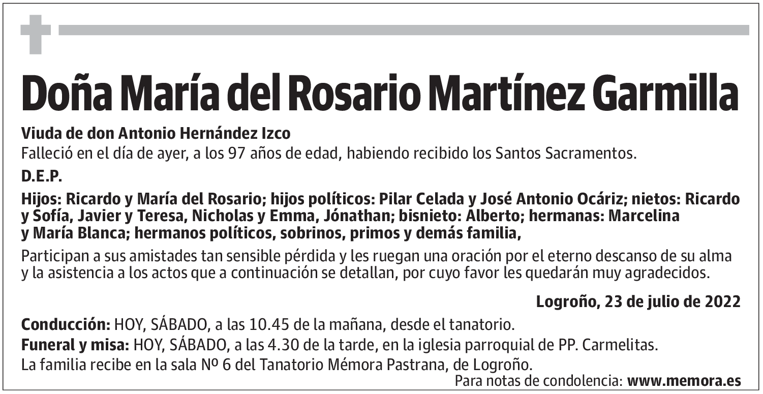 Doña María del Rosario Martínez Garmilla