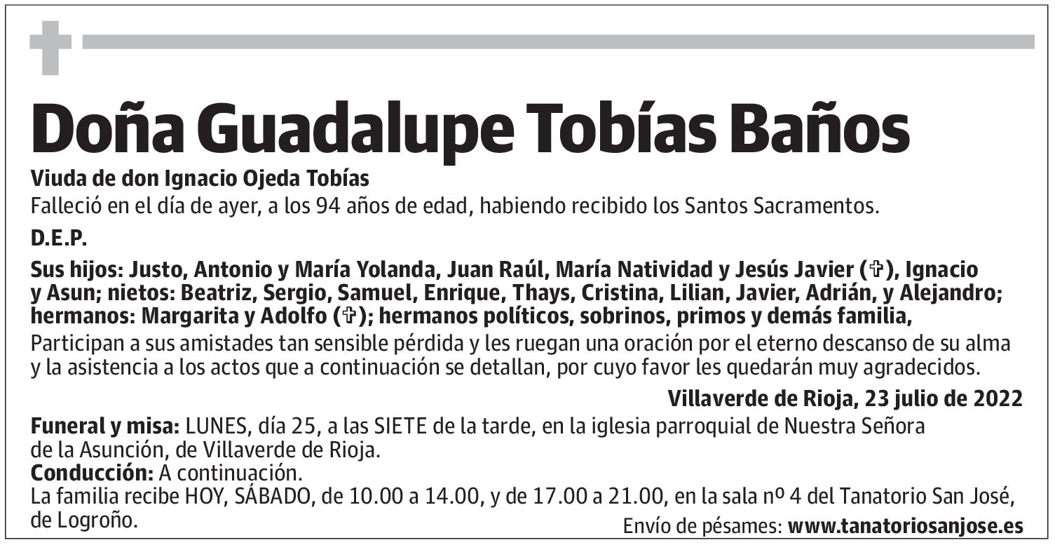 Doña Guadalupe Tobías Baños