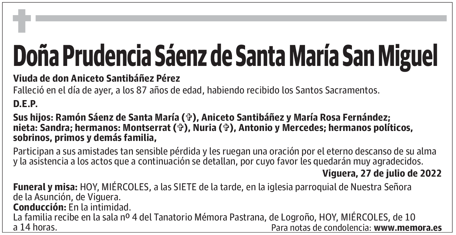 Doña Prudencia Sáenz de Santa María San Miguel