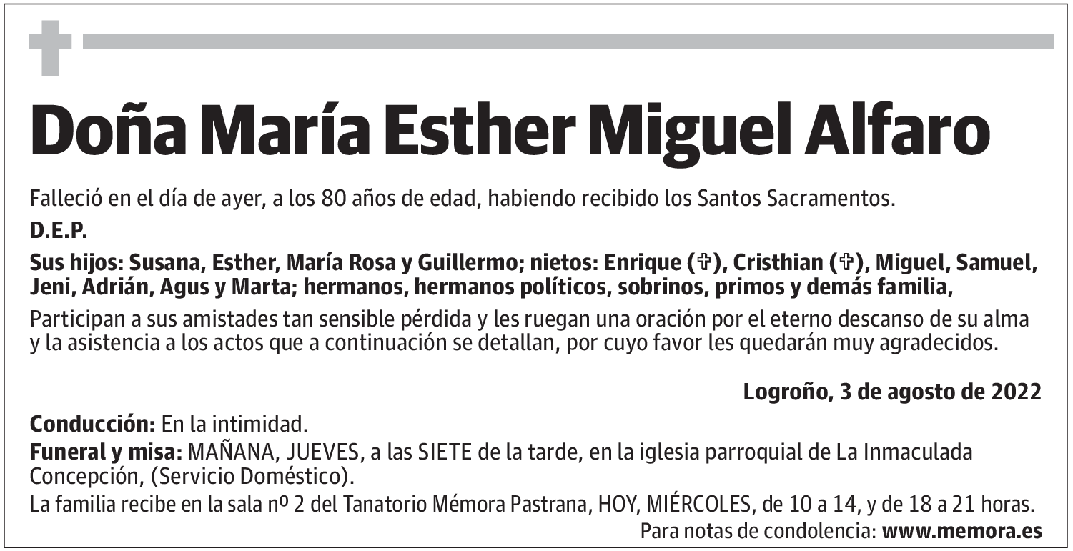 Doña María Esther Miguel Alfaro