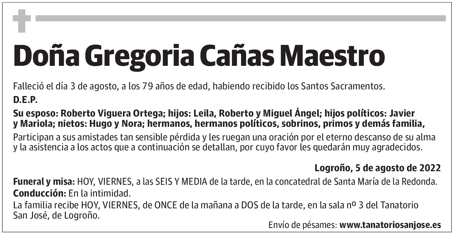 Doña Gregoria Cañas Maestro