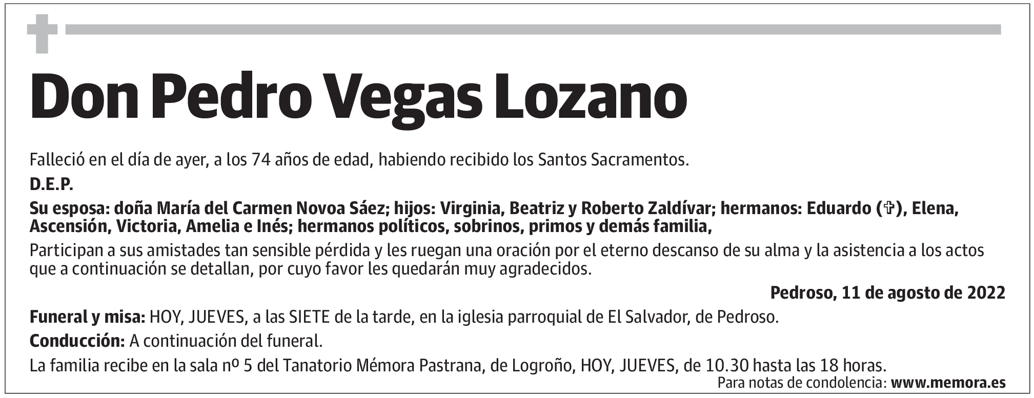 Don Pedro Vegas Lozano