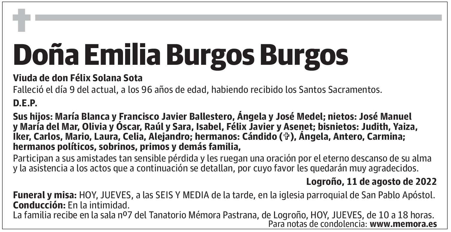 Doña Emilia Burgos Burgos