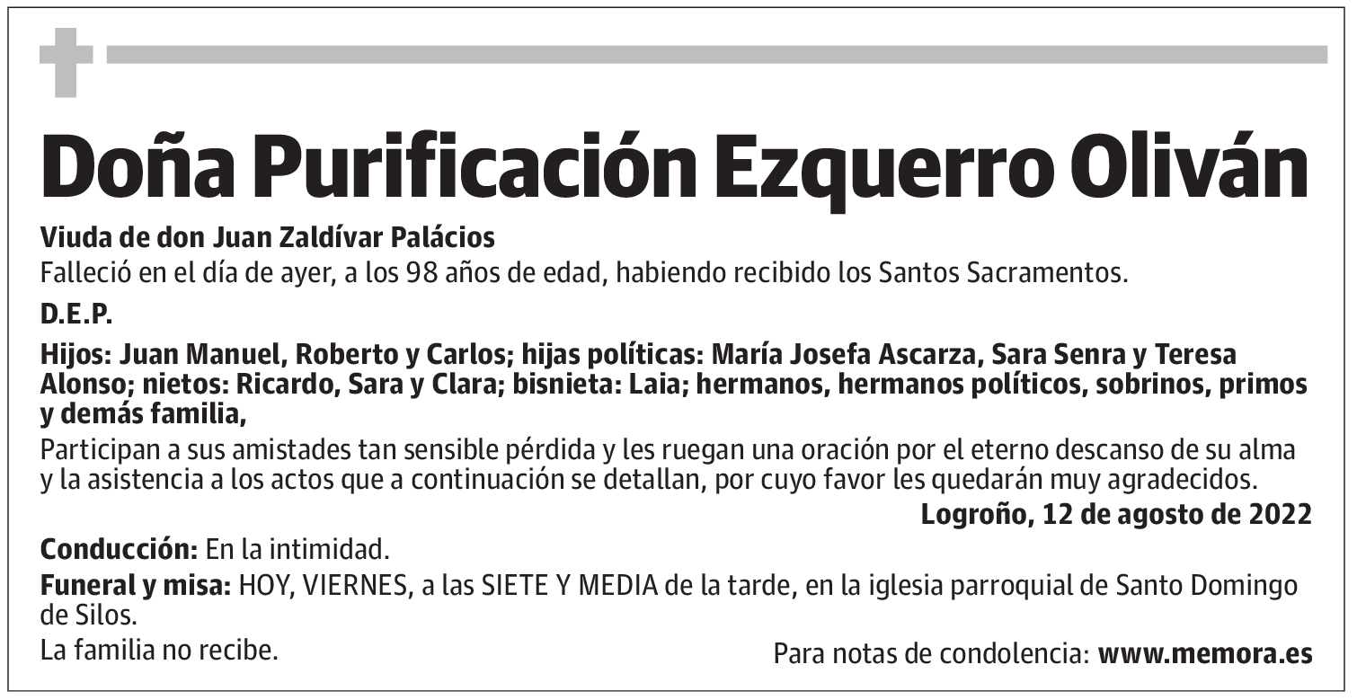 Doña Purificación Ezquerro Oliván