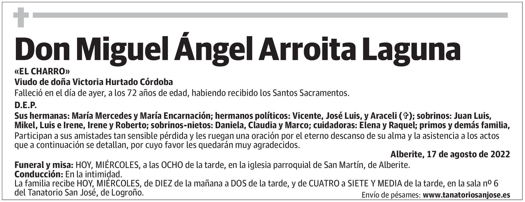 Don Miguel Ángel Arroita Laguna