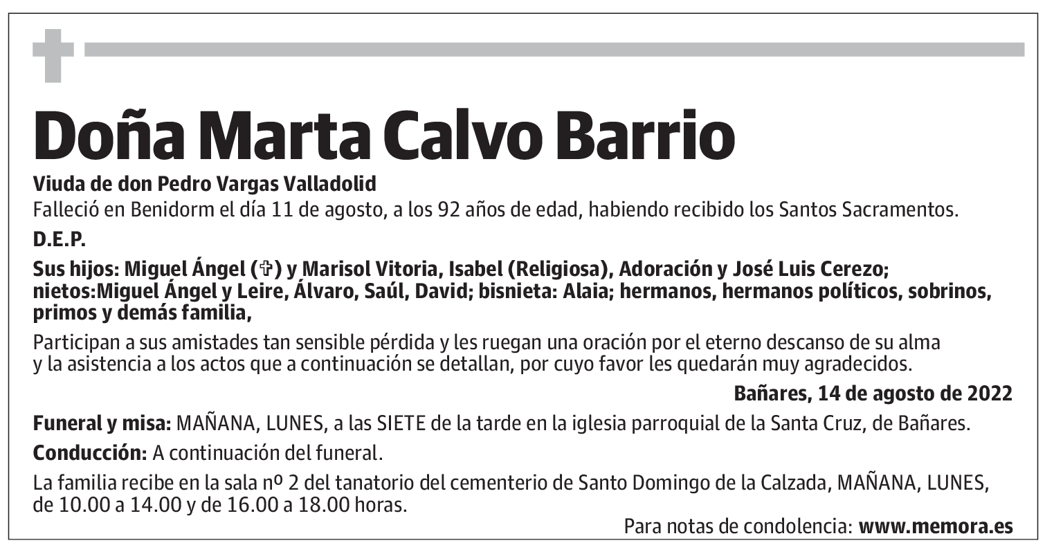 Doña Marta Calvo Barrio