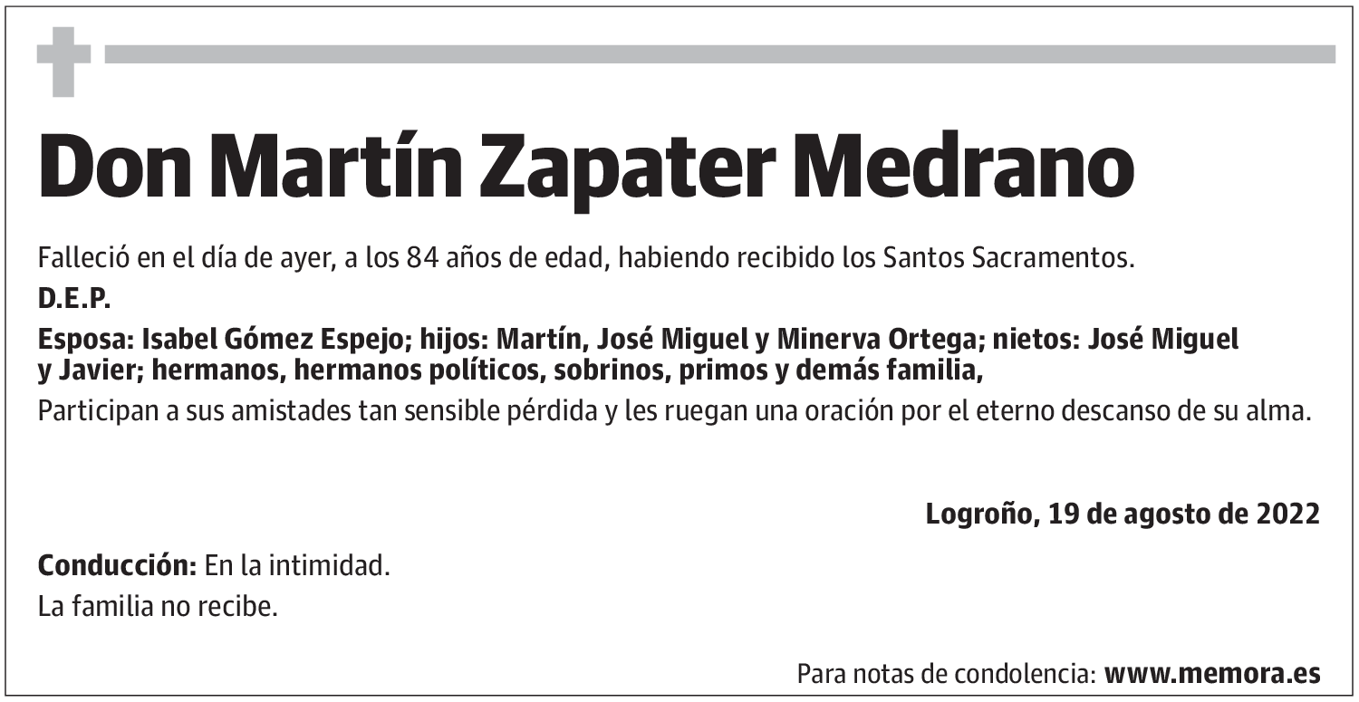 Don Martín Zapater Medrano