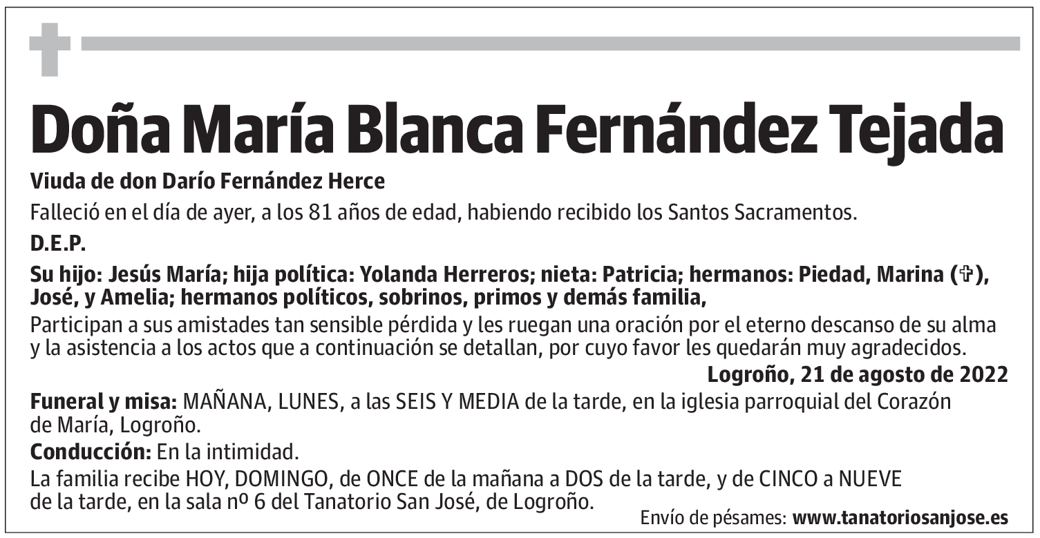 Doña María Blanca Fernández Tejada