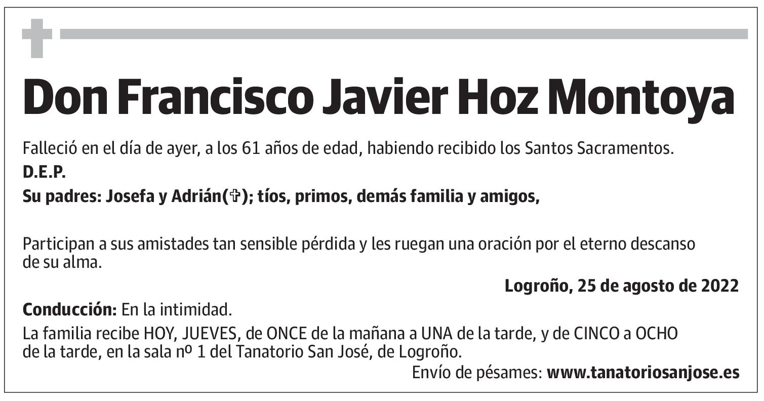 Don Francisco Javier Hoz Montoya