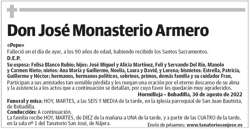 Don José Monasterio Armero