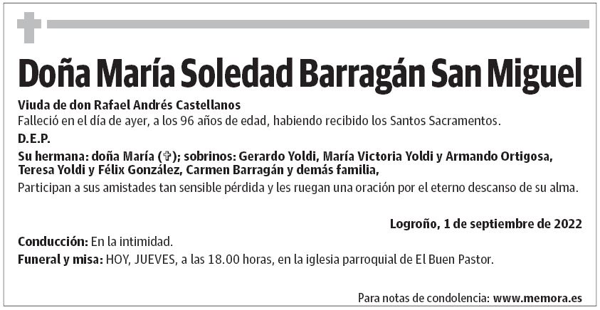 Doña María Soledad Barragán San Miguel