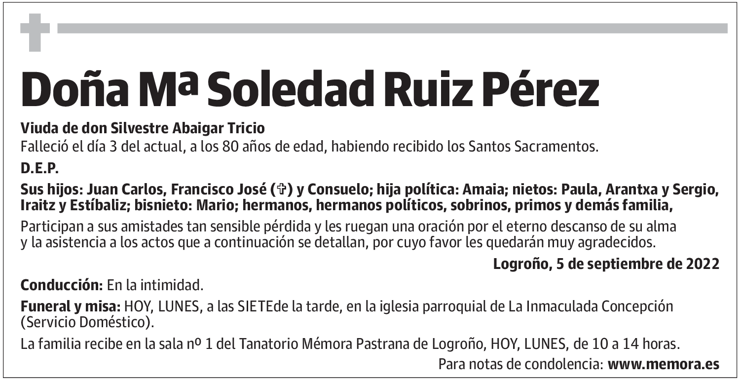 Doña Mª Soledad Ruiz Pérez