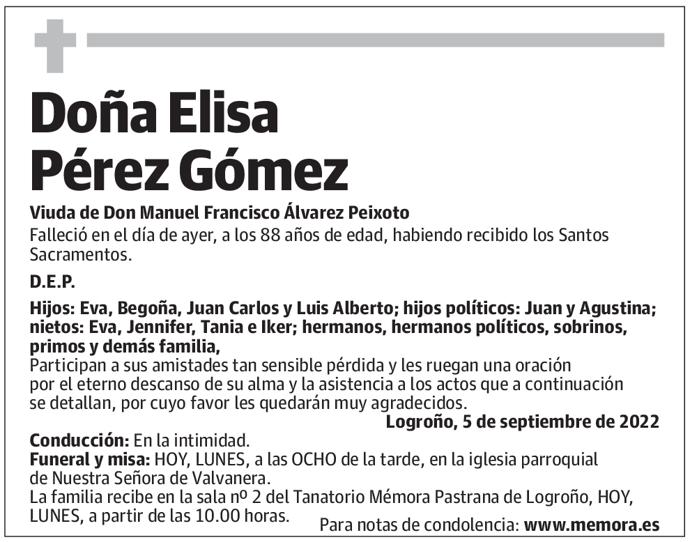 Doña Elisa Pérez Gómez