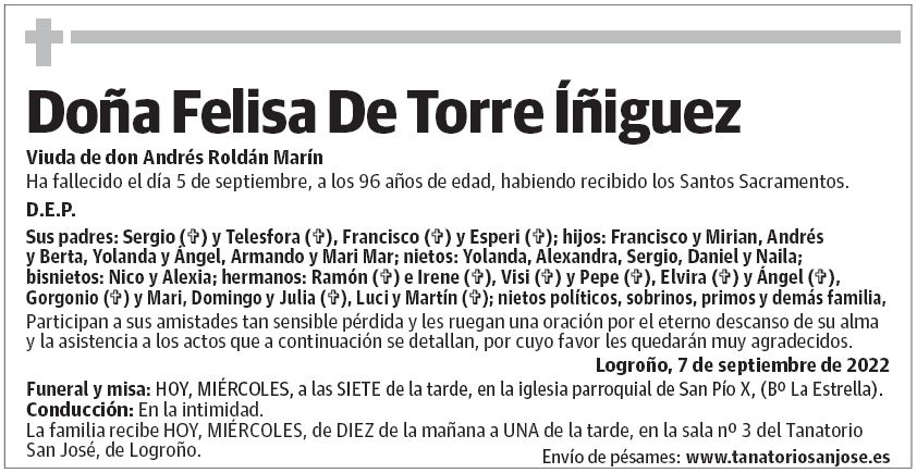 Doña Felisa De Torre Íñiguez