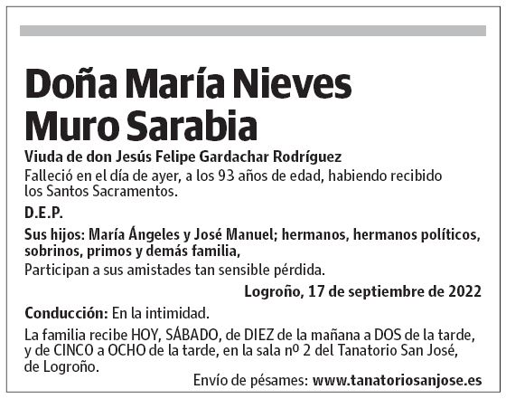Doña María Nieves Muro Sarabia
