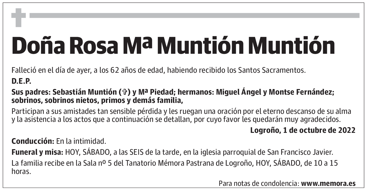 Doña Rosa Mª Muntión Muntión
