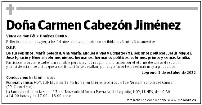 Doña Carmen Cabezón Jiménez