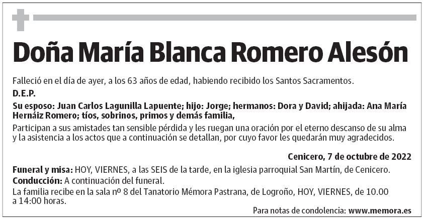 Doña María Blanca Romero Alesón