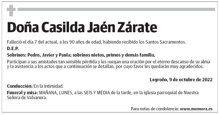 Doña Casilda Jaén Zárate