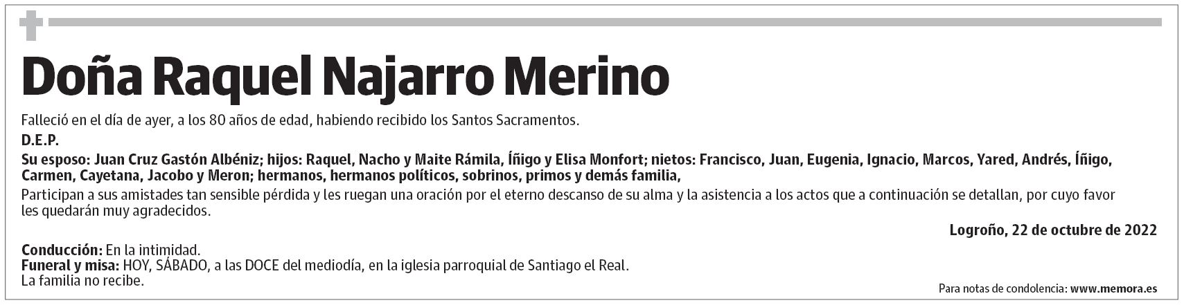 Doña Raquel Najarro Merino