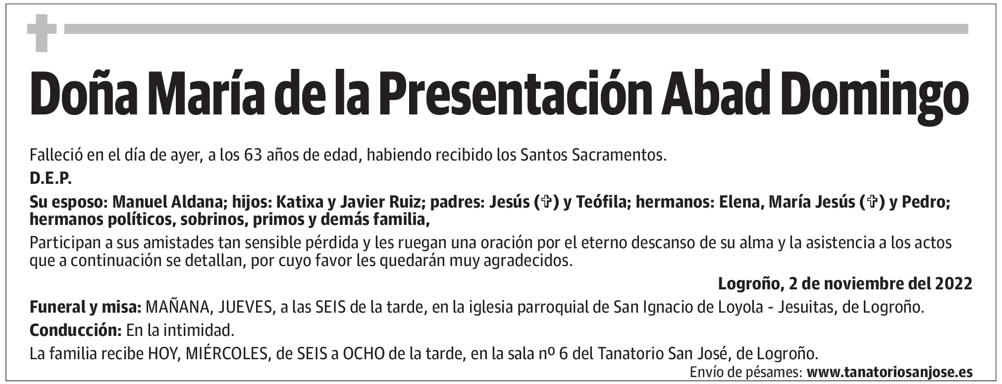 Doña María de la Presentación Abad Domingo