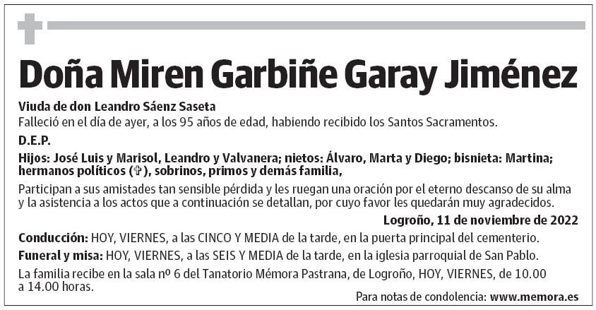 Doña Miren Garbiñe Garay Jiménez