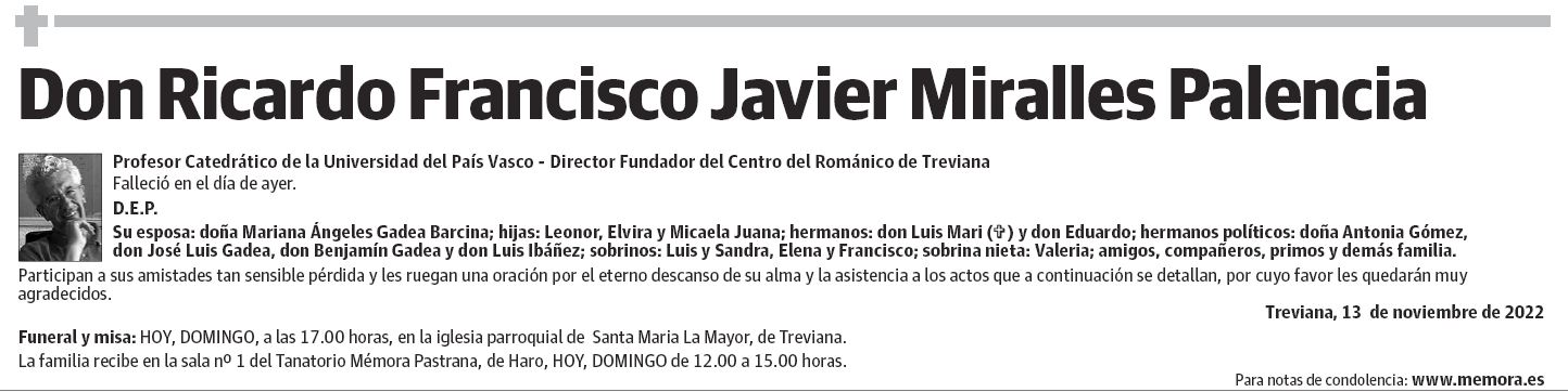 Don Ricardo Francisco Javier Miralles Palencia