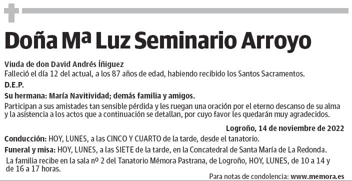 Doña Mª Luz Seminario Arroyo