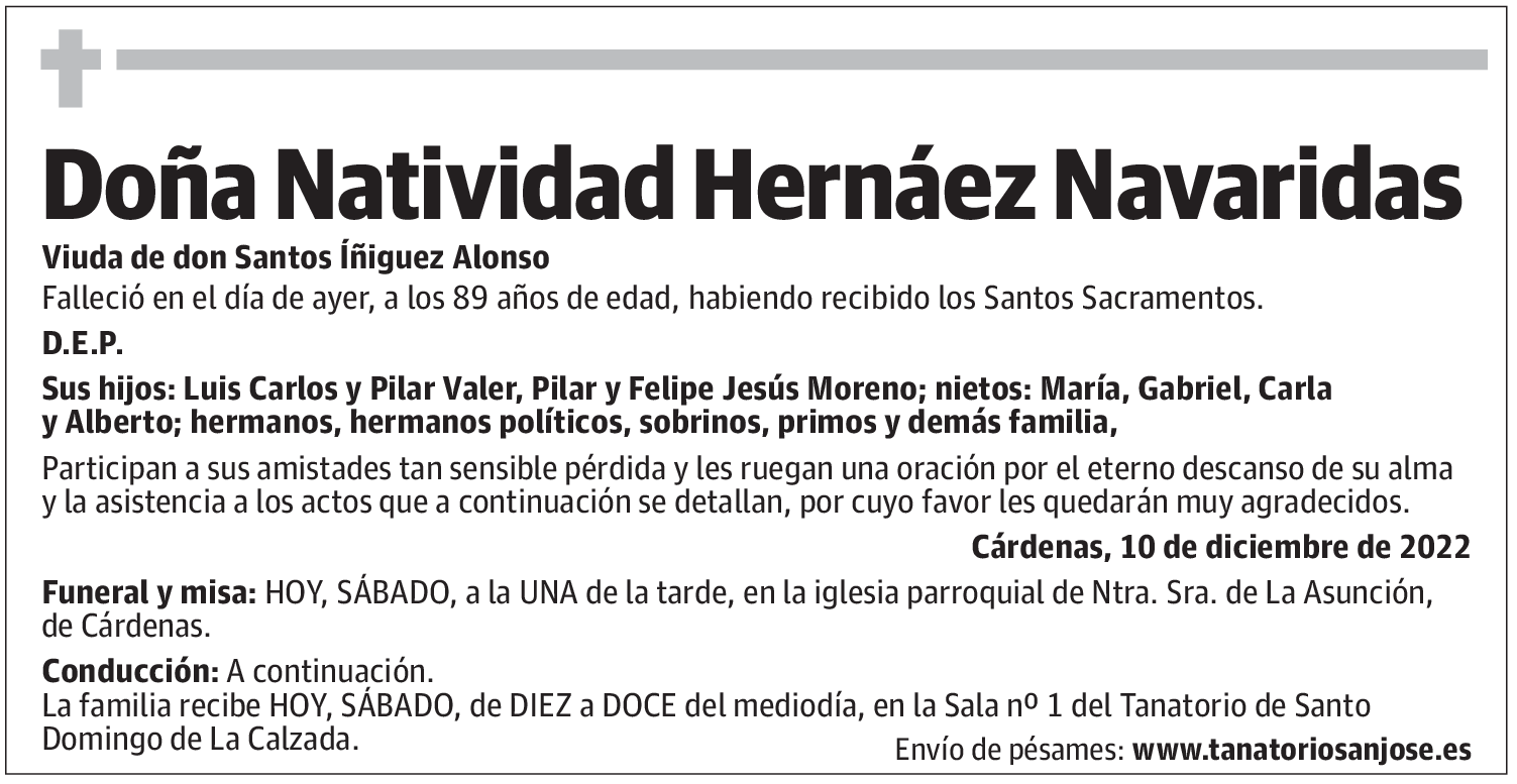 Doña Natividad Hernáez Navaridas