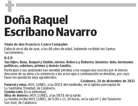 Doña Raquel Escribano Navarro