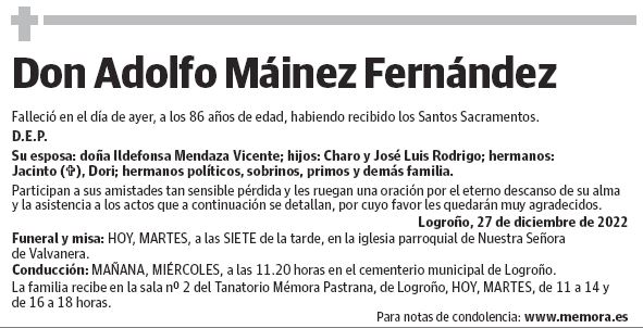 Don Adolfo Máinez Fernández