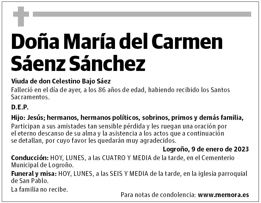 Doña María del Carmen Sáenz Sánchez