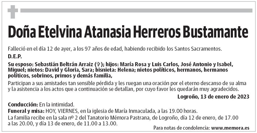 Doña Etelvina Atanasia Herreros Bustamante