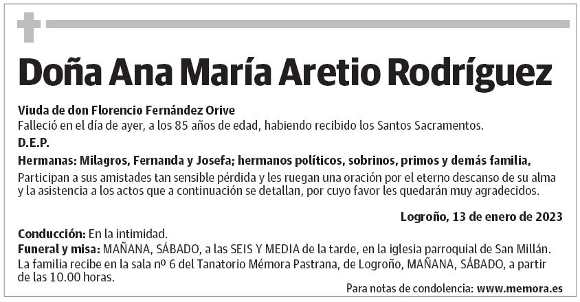 Doña Ana María Aretio Rodríguez