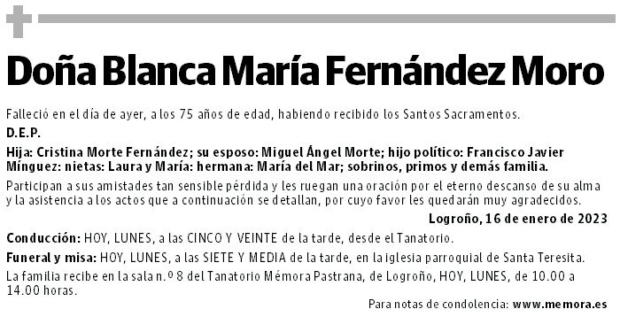 Doña Blanca María Fernández Moro