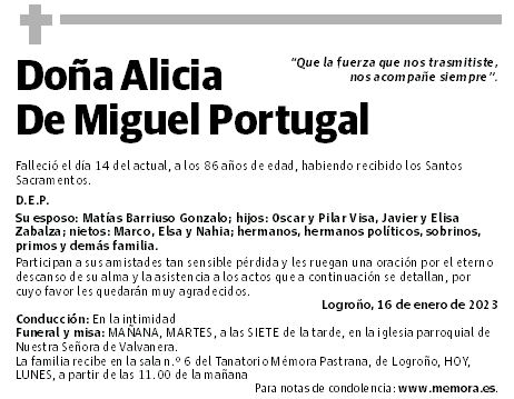 Doña Alicia De Miguel Portugal