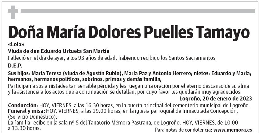 Doña María Dolores Puelles Tamayo