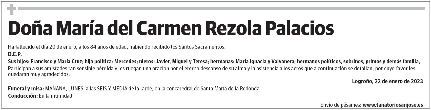 Doña María del Carmen Rezola Palacios