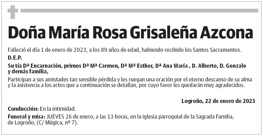 Doña María Rosa Grisaleña Azcona