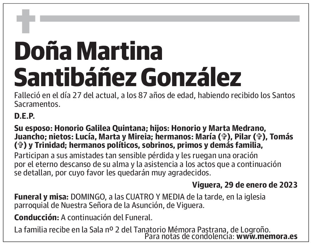 Doña Martina Santibáñez González
